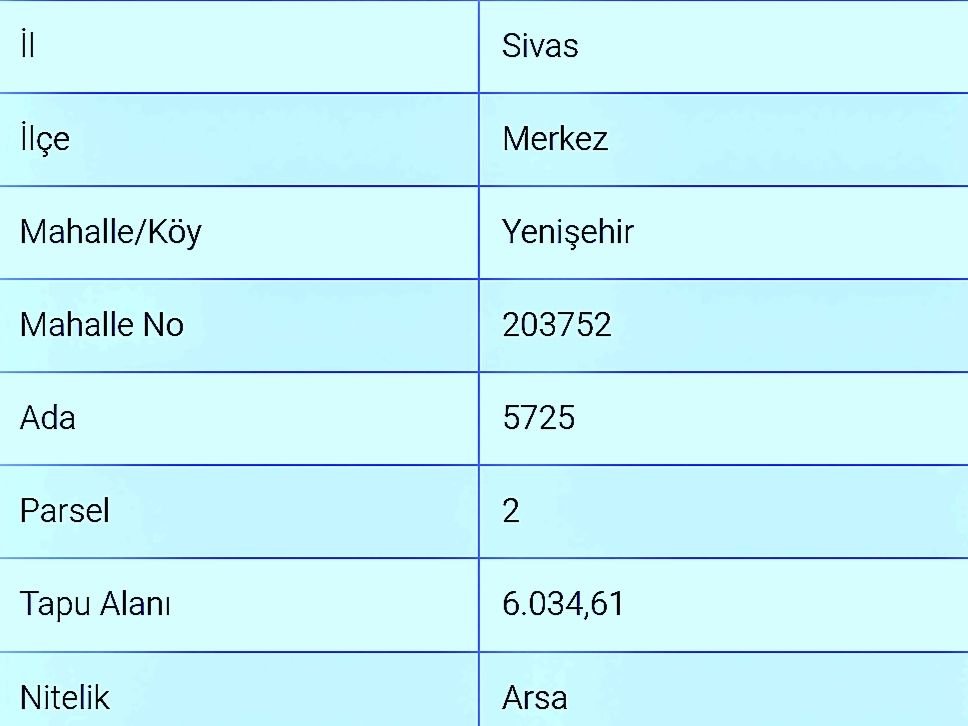 KARAHAN EMLAK’TAN YENİ ŞEHİR MAHALLESİNDE OTOGARIN TAM KARŞISINDA ÇEVRE YOLUNUN DİĞER TARAFINDA. SATILIK 146 M² KONUT İMARLI ARSA. Sivas Merkez Yenişehir’de Satılık Arsa Hissesi (146 m²) ​Sivas’ın gelişen ve değer kazanan bölgelerinden Yenişehir Mahallesi’nde yer alan arsa üzerinde 146 m² hisse satılıktır. ​İl / İlçe: Sivas / Merkez ​Mahalle: Yenişehir ​Ada / Parsel: 5725 / 2 ​Satılık Hisse Miktarı: 146 m² ​Lokasyon avantajı ve yatırım potansiyeli yüksek olan bu gayrimenkul, geleceğe yönelik kazançlı bir yatırım fırsatı sunmaktadır. ​Detaylı bilgi, fiyat ve iletişim için lütfen iletişime geçiniz. KARAHAN EMLAK 0532 3019058 HÜSEYİN KARAHAN